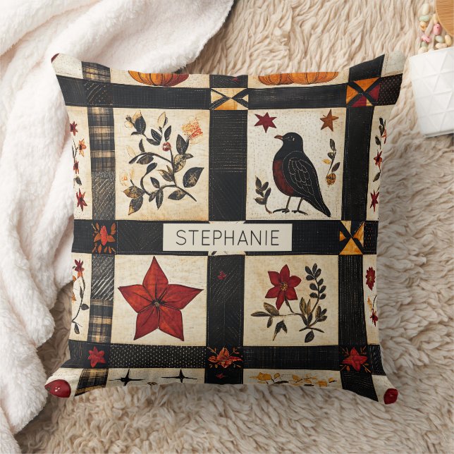 Rustic Fall Quilt Pattern | Farmhouse Patchwork Throw Pillow (Blanket)