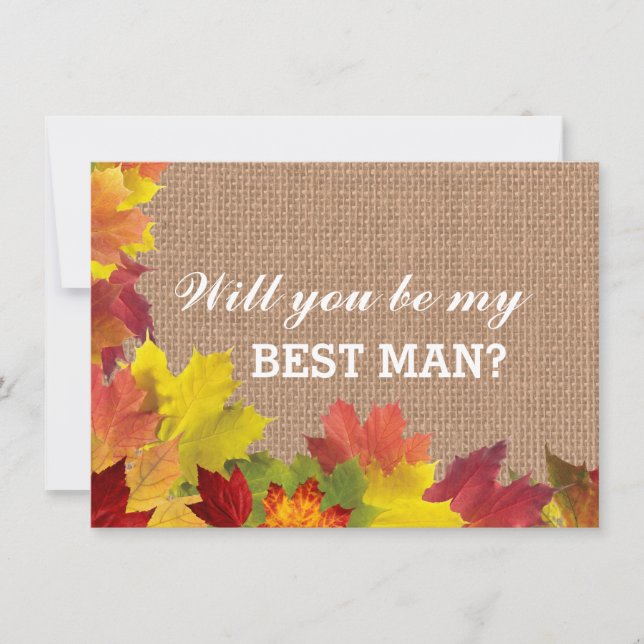 Rustic Fall quitte Burlap BEST MAN Invitation (Devant)