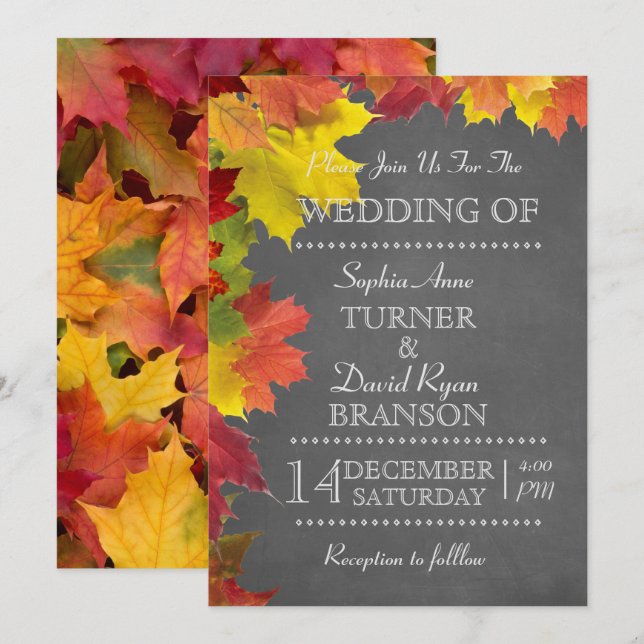 Rustic Fall quitte le Faire-part de mariage Chalkb (Devant / Derrière)
