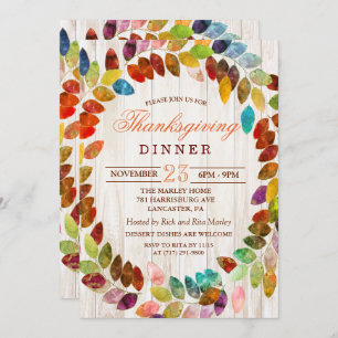 Rustic Fall quitte Thanksgiving Diner Invitation