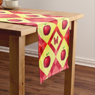 Rustic Fall Red Apple Pattern Short Table Runner