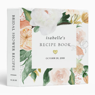 Rustic Fall Rose Floral Bridal Shower Recipe Book Binder
