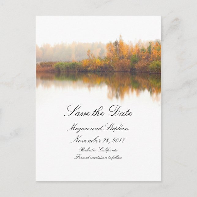 Rustic Fall Save the Date Announcement Postcard (Front)
