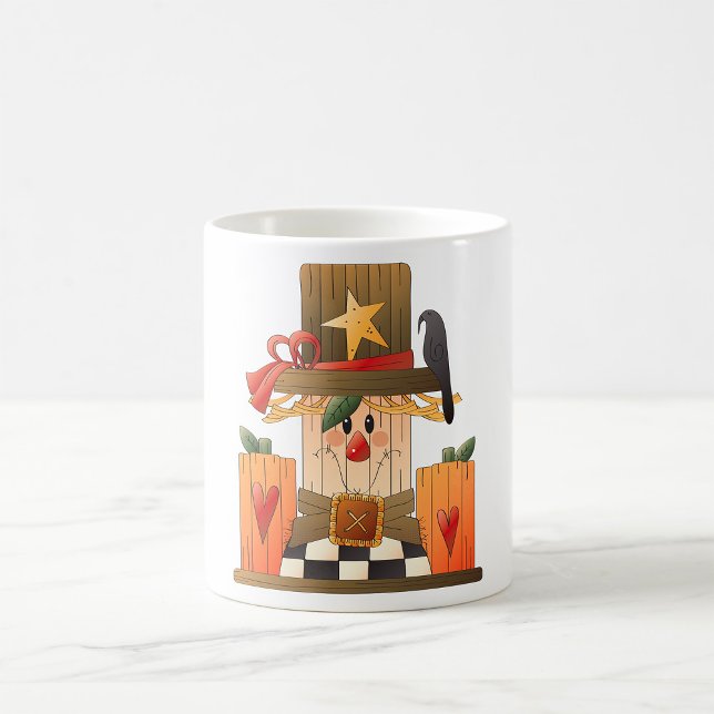 Rustic Fall Scarecrow with Pumpkins and Crow  Coffee Mug (Creator Uploaded)