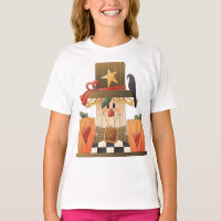 Rustic Fall Scarecrow with Pumpkins and Crow 