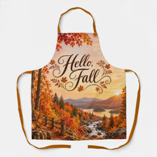Rustic Fall Season Illustration Apron