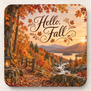 Rustic Fall Season Illustration Coaster