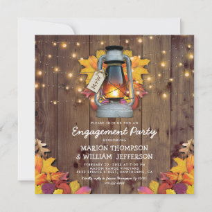 Rustic Fall String Lights Autumn Engagement Party Invitation