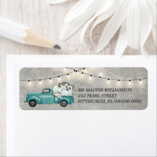 Rustic Fall String Lights on Wood Return Address 