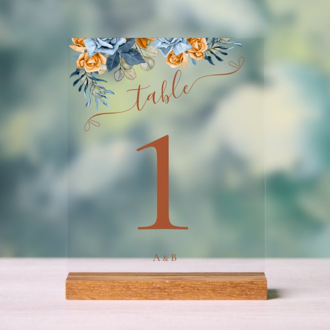 Rustic Fall Terracotta Blue Eucalyptus Wedding Acrylic Sign (Neutral)