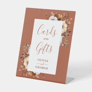 Rustic Fall Terracotta Floral Cards And Gifts Pedestal Sign