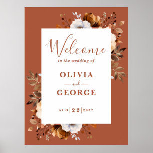 Rustic Fall Terracotta Floral Mariage Affiche de b