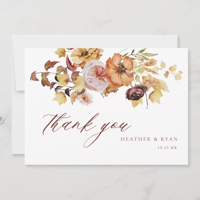 Rustic Fall Terracotta Mariage Merci Cartes (Devant)