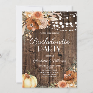 Rustic Fall Terracotta Pumpkin Bachelorette Party Invitation