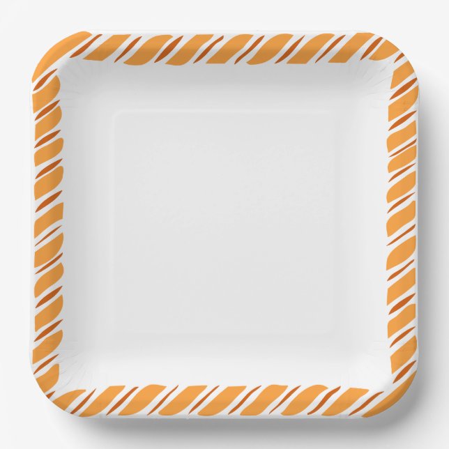 Rustic Fall Thanksgiving Border Custom Text Paper Plate (Front)