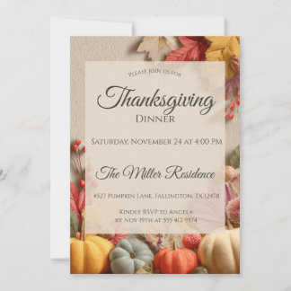 Rustic Fall Thanksgiving Dinner Invitation