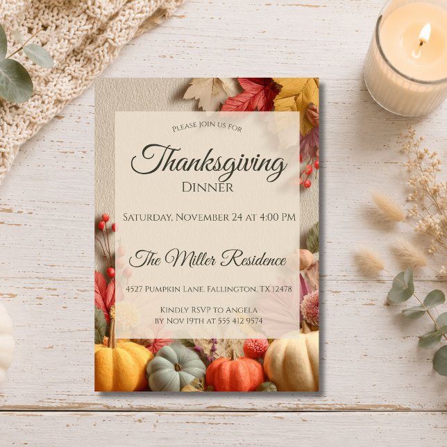 Rustic Fall Thanksgiving Dinner Invitation (Créateur téléchargé)