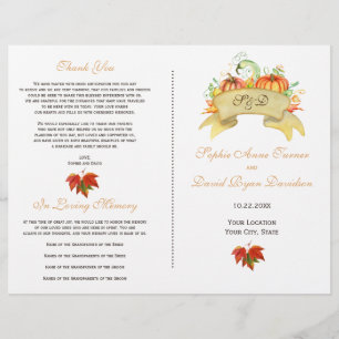 Rustic Fall Thanksgiving Pumpkins Wedding Program