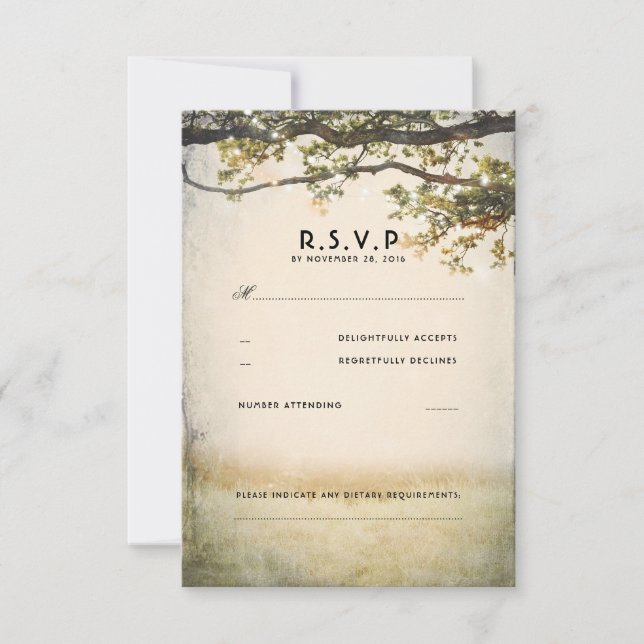 Rustic Fall Tree Branches Wedding RSVP Cards (Front)