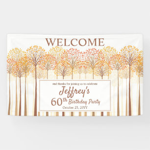 Rustic Fall Trees Terracotta 60th Birthday Party Banner