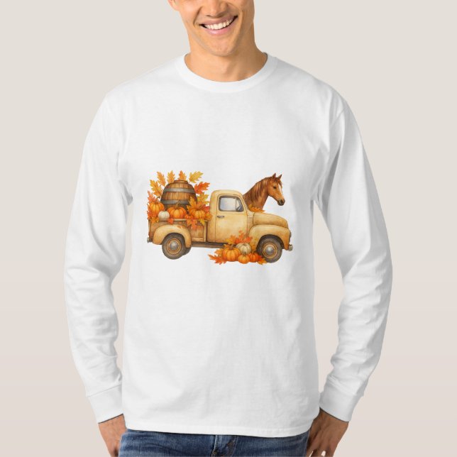 Rustic Fall Truck-T shirt Long Sleeve (Front)