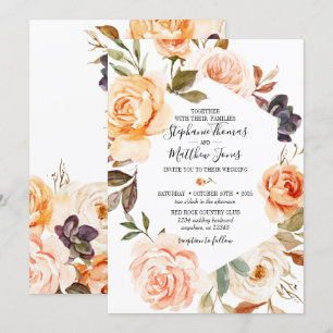 Rustic Fall Watercolor Floral Wedding Invitation