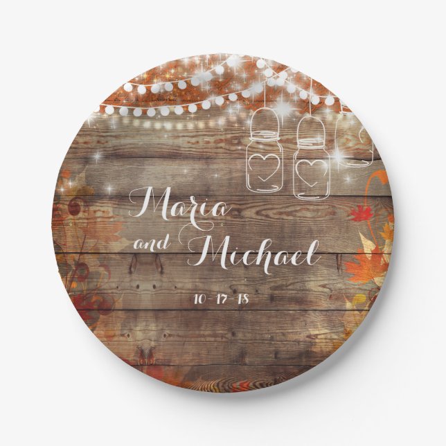 Rustic Fall Wedding Autumn Wedding Name Plates (Front)