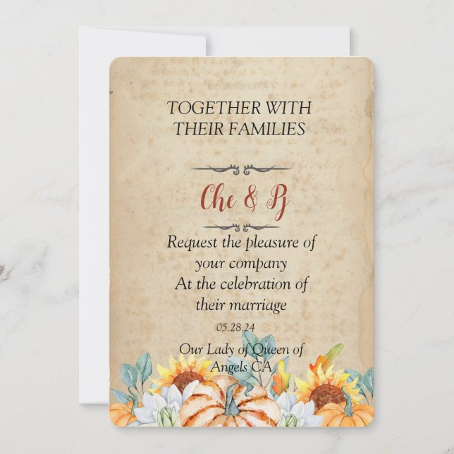 Rustic Fall Wedding Card Invitation (Front)