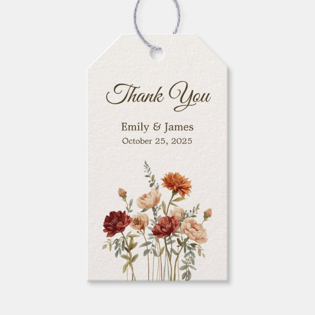 Rustic Fall Wedding Gift Tag | Personalized Design (Front)
