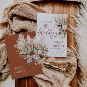 Rustic Fall Wedding Invitation Card Terracotta