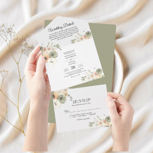Rustic Fall Wedding Invitation Set   Watercolor 