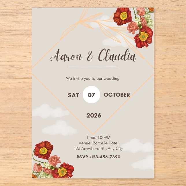 Rustic Fall Wedding Invitations (Front)