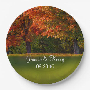 Rustic Fall Wedding Personalizable Names Date Paper Plate