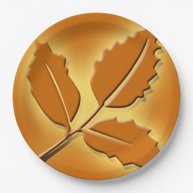Rustic Fall Wedding Pretty Autumn Leaf Design Paper Plate (Front)