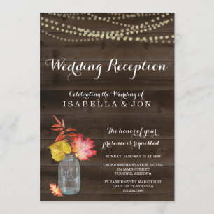 Rustic Fall Wedding Reception Only Invitation