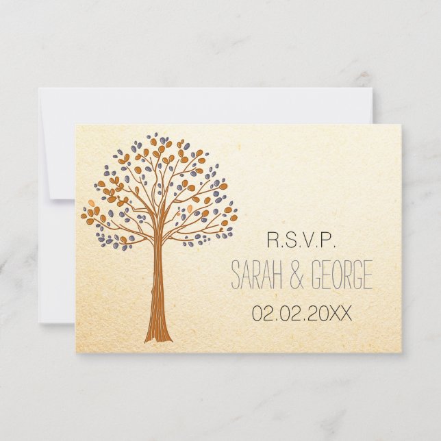 Rustic Fall Wedding rsvp standard 3.5 x 5 (Front)