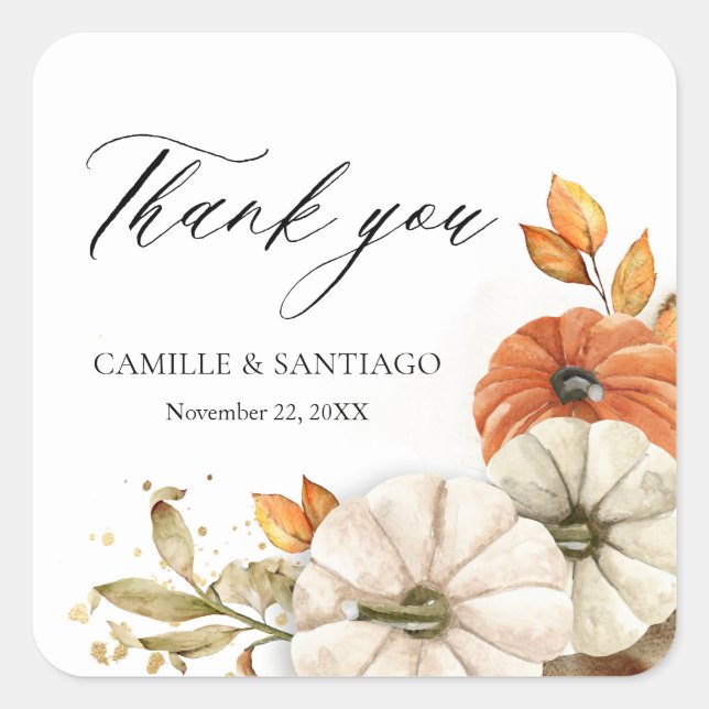 Rustic Fall Wedding Thank you Stickers (Front)