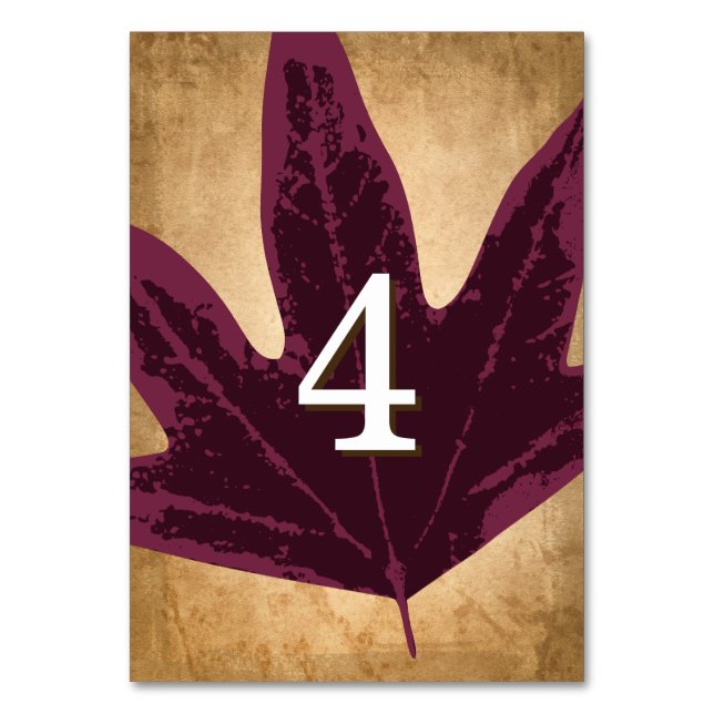 Rustic Fall Wedding Theme | Table Card Numbers (Front)