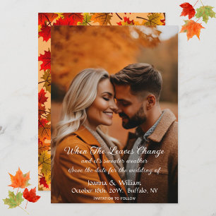 Rustic Fall Wedding with Autumn Leaves  Save The Date