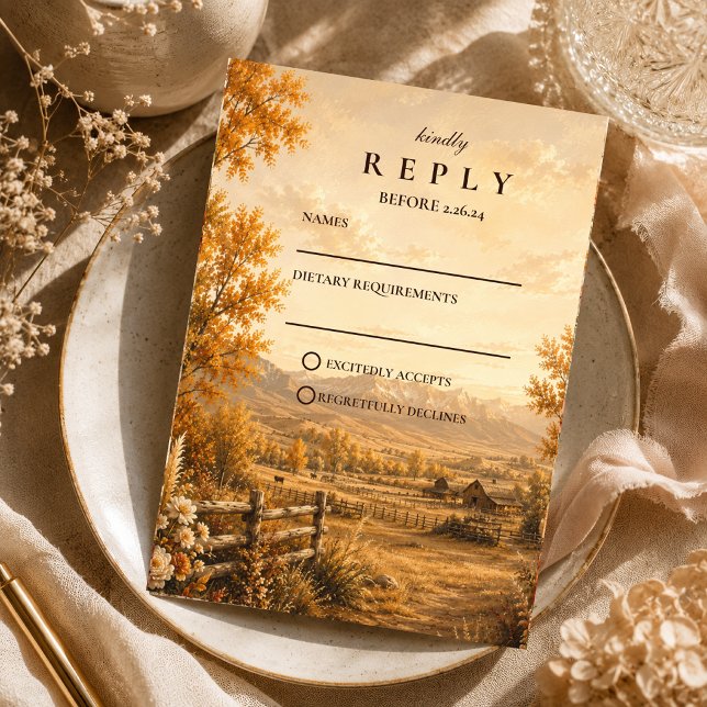 Rustic Fall Western Wedding RSVP Card (Creator Uploaded)