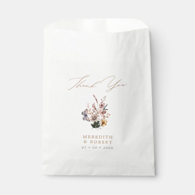 Rustic Fall Wildflower Bouquet Wedding Favour Bag (Front)