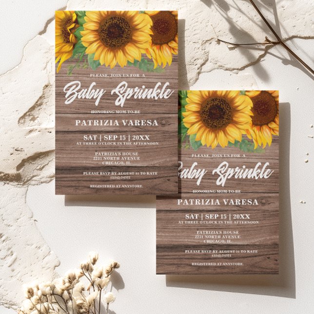 Rustic Fall Wooden Sunflower Baby Sprinkle Invitation (Creator Uploaded)