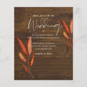Rustic Fall WOODLAND Leaves Wedding Invitations