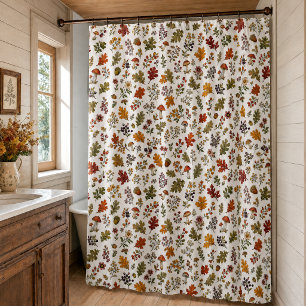 Rustic Fall Woodland Mushroom Leaves Pattern