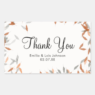 Rustic Falling Leaf Pampas Floating Thank You Sticker