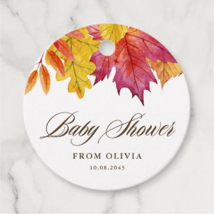 Rustic Falling Leaves Autumn Baby Shower Favour Tags
