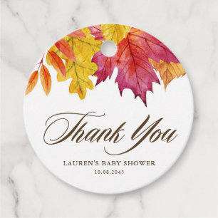 Rustic Falling Leaves Autumn Baby Shower Thank You Favour Tags