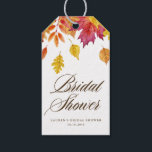Rustic Falling Leaves Garland Autumn Bridal Shower Gift Tags<br><div class="desc">Send thanks to guests with this customizable bridal shower gift tag. It features a watercolour garland of leaves in autumnal shades. Personalize this fall thank you tag by adding your own event details. Personalize this rustic thank you tag by adding your own event details. These watercolour thank you gift tags...</div>