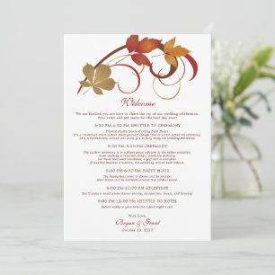 Rustic Falling Leaves Wedding Welcome Card