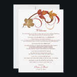 Rustic Falling Leaves Wedding Welcome Card<br><div class="desc">Elegant fall-themed wedding card design. Our "Falling Leaves" wedding stationery features saturated fall foliage and scrolling swirls. Colours include orange,  copper,  brown,  red and gold.</div>